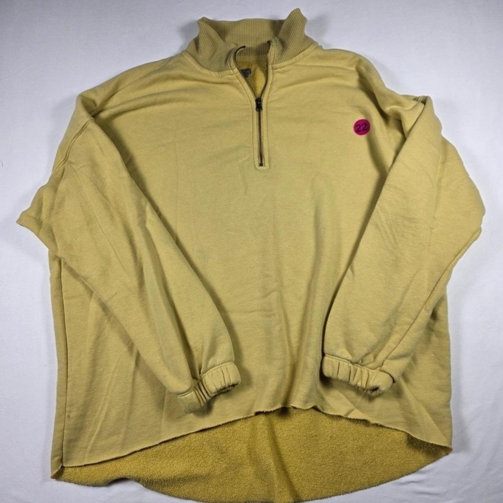 Aerie Yellow Fleece‎ Quarter Zip Sweatshirt Oversized Raw size small